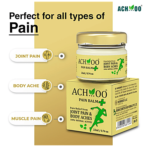 Achoo Pain Balm Plus - Fast Relief From Joints, Body, & Muscles Pain, 100% Natural Ingredients, 22 ml  
