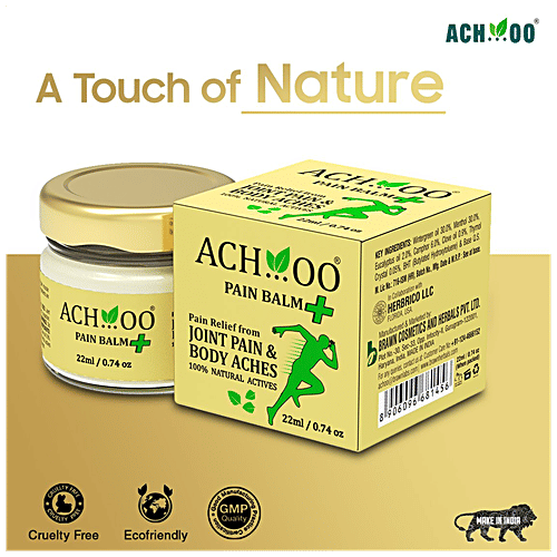 Achoo Pain Balm Plus - Fast Relief From Joints, Body, & Muscles Pain, 100% Natural Ingredients, 22 ml  