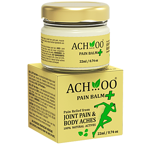 Achoo Pain Balm Plus - Fast Relief From Joints, Body, & Muscles Pain, 100% Natural Ingredients, 22 ml  