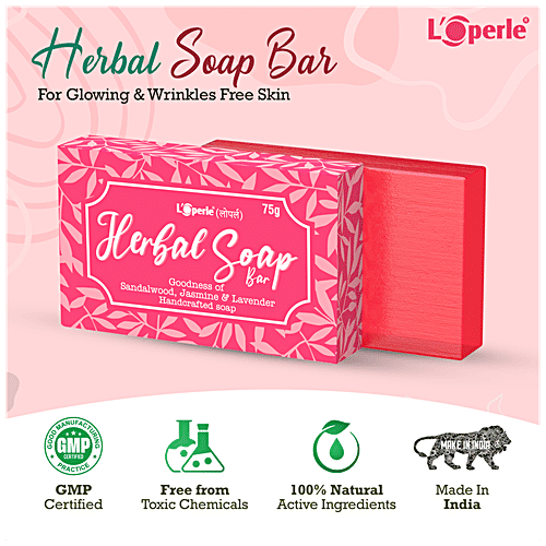 Loperle Herbal Soap Bar - Handcrafted, Protect Skin Sun Damage,Tan, Promotes Clear & Glowing Skin, 75 g  