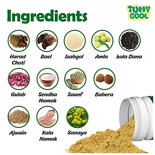 TUMY COOL Ayurvedic Powder For Digestive Health - Relieves Constipation, Indigestion, Acidity, Gastric Troubles, No Sugar, 100 g