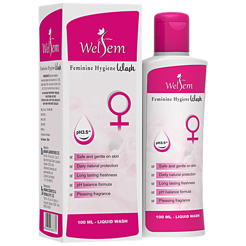 Welfem Feminine Intimate Hygiene Wash - Lactic Acid, Aloe Vera & pH Balanced, Prevents Dryness, Odour, Itch & Irritation, For Women, 100 ml