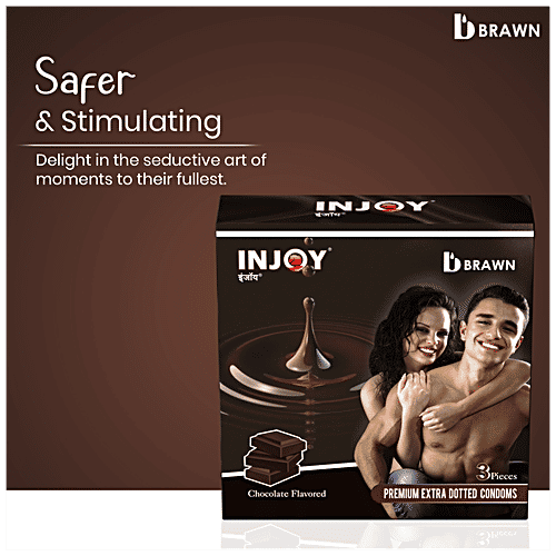 Injoy Premium Extra Dotted Condoms - Ribbed & Contour With Delay Lubricant, For Men, 20 g  