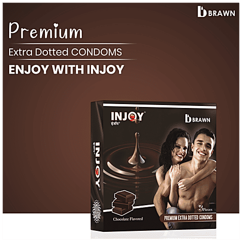 Injoy Premium Extra Dotted Condoms - Ribbed & Contour With Delay Lubricant, For Men, 20 g  