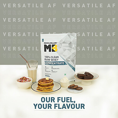 MuscleBlaze Raw Whey Protein Concentrate - 80% With Added Digestive Enzymes, Unflavoured, 1 kg  