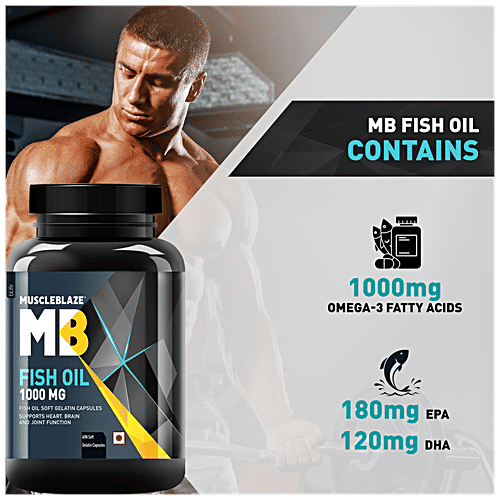 Buy MuscleBlaze Omega 3 Fish Oil Capsules 1000 mg With EPA & DHA