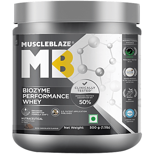 Buy MuscleBlaze Biozyme Performance Whey Labdoor USA Certified, Rich