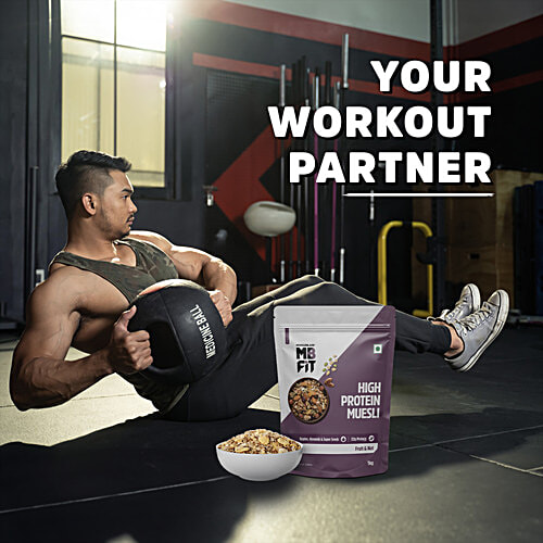 MuscleBlaze High Protein Muesli - Nutritional Breakfast, Whole Grains, Fibre Rich, Fruits & Nut With Super Seeds, 1 kg  