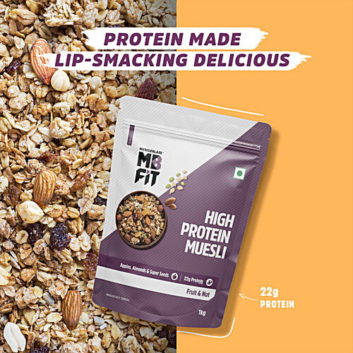 MuscleBlaze High Protein Muesli - Nutritional Breakfast, Whole Grains, Fibre Rich, Fruits & Nut With Super Seeds, 1 kg  