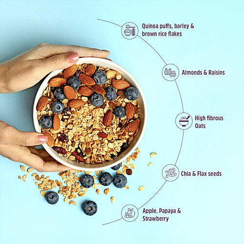 MuscleBlaze High Protein Muesli - Nutritional Breakfast, Whole Grains, Fibre Rich, Fruits & Nut With Super Seeds, 1 kg  