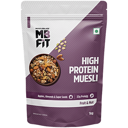 MuscleBlaze High Protein Muesli - Nutritional Breakfast, Whole Grains, Fibre Rich, Fruits & Nut With Super Seeds, 1 kg  