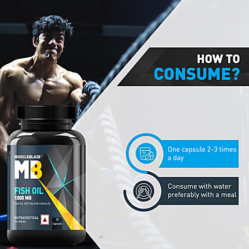 MuscleBlaze Omega 3 Fish Oil 1000 mg, 30 pcs  Fish Oil Capsules