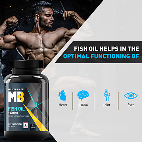 MuscleBlaze Omega 3 Fish Oil 1000 mg, 30 pcs  Fish Oil Capsules