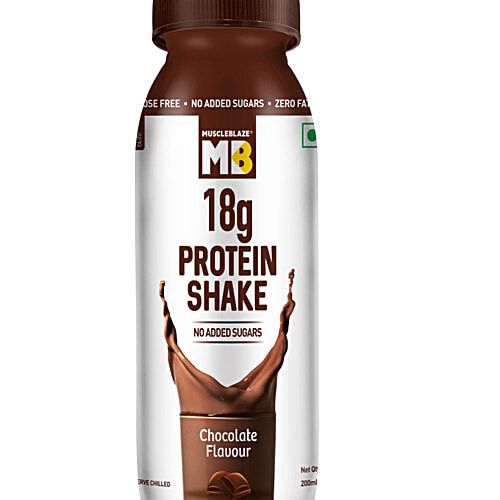 MuscleBlaze 18 g Protein Shake - No Added Sugar, Chocolate Flavour, 200 ml (Pack of 6) 