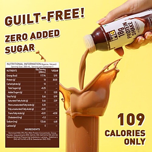 MuscleBlaze 18 g Protein Shake - No Added Sugar, Chocolate Flavour, 200 ml (Pack of 6) 