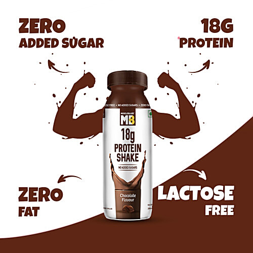 MuscleBlaze 18 g Protein Shake - No Added Sugar, Chocolate Flavour, 200 ml (Pack of 6) 