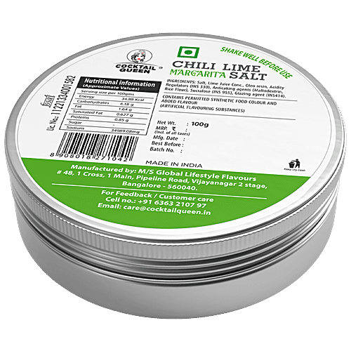 COCKTAIL QUEEN Rimming Salt - Chili Lime Margarita Salt, Hand Crafted, Vegan, Gluten Free, 100 g  