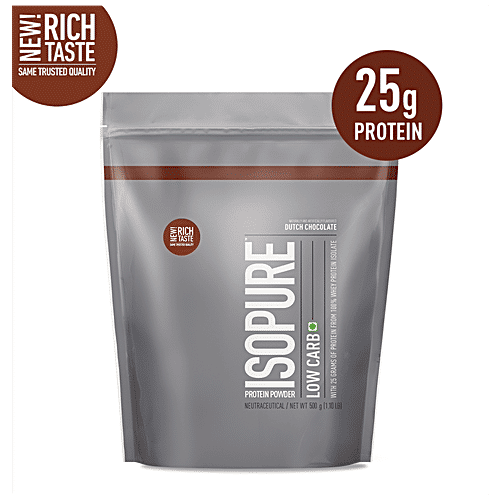 Isopure Low Carb Whey Protein Isolate Powder Drink Mix - Dutch Chocolate, Provides Energy, 500 g