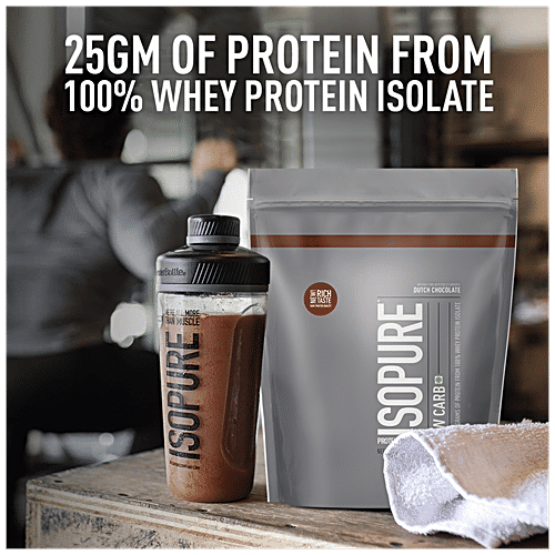 Isopure Low Carb Whey Protein Isolate Powder Drink Mix - Dutch Chocolate, Provides Energy, 500 g