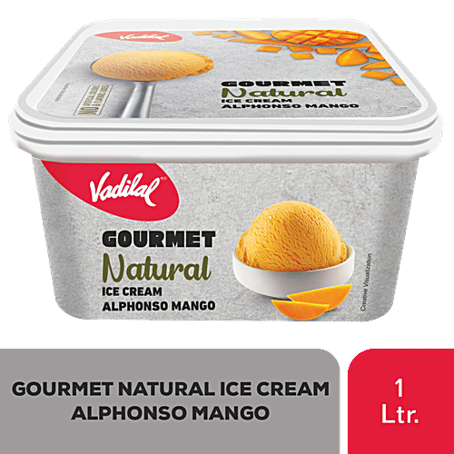 Vadilal Gourmet Natural Ice Cream - Alphonso, No Artificial Colours & Flavours Added, 1 L Tub 