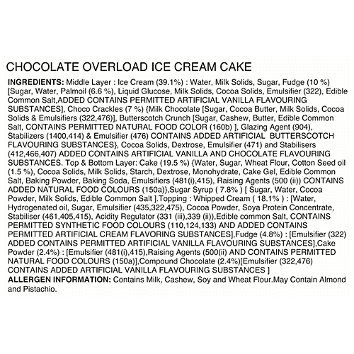 Buy VADILAL Chocolate Overloaded Ice Cream Cake 100 Eggless, Rich