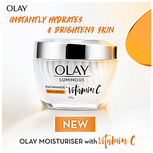 Olay Luminous Vitamin C Cream With 99% Pure Niacinamide - Lightweight & Non-Greasy Formula, 50 g
