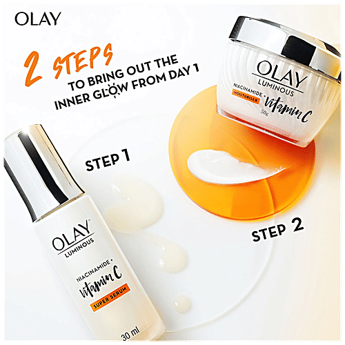 Olay Luminous Vitamin C Cream With 99% Pure Niacinamide - Lightweight & Non-Greasy Formula, 50 g