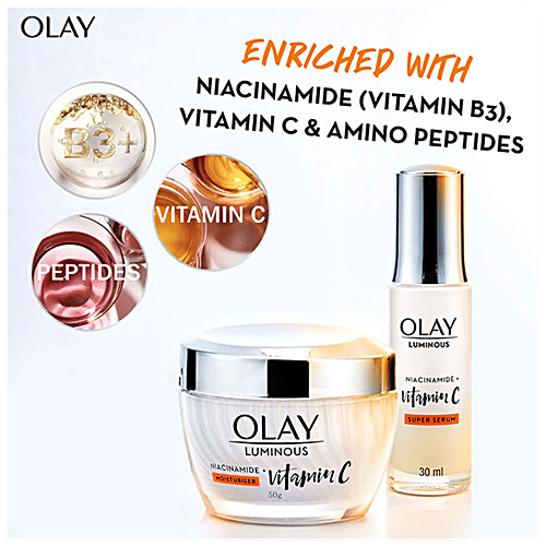 Olay Luminous Vitamin C Cream With 99% Pure Niacinamide - Lightweight & Non-Greasy Formula, 50 g