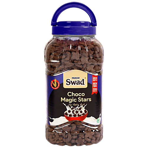 Swad Wholegrain Choco Magic Stars Breakfast Cereal - Zero Cholesterol, High Protein, Fibre Power, 325 g Jar 