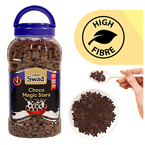 Swad Wholegrain Choco Magic Stars Breakfast Cereal - Zero Cholesterol, High Protein, Fibre Power, 325 g Jar 