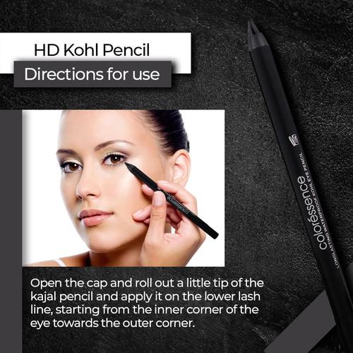 Coloressence HD Kohl Pencil Eye Definer - Waterproof, Long Lasting, Smudge proof, 1.2 g Charcoal 