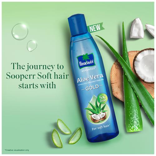 Buy Parachute Advansed Aloe Vera Enriched Coconut Hair Oil Gold With 5X Aloe  Vera For Soft Hair Online at Best Price of Rs  - bigbasket