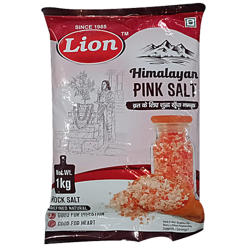 Lion Himalayan Pink Salt - 84 Trace Elements, Boosts Metabolism, 1 kg Pouch