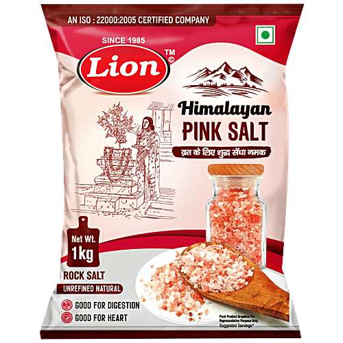 Lion Himalayan Pink Salt - 84 Trace Elements, Boosts Metabolism, 1 kg Pouch