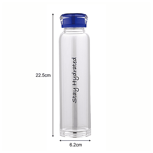 Renberg Borosilicate Glass Water Bottle - Blue, Durable, Leak Proof, Multi-Utility Sleek & Stylish Exterior, 390 ml