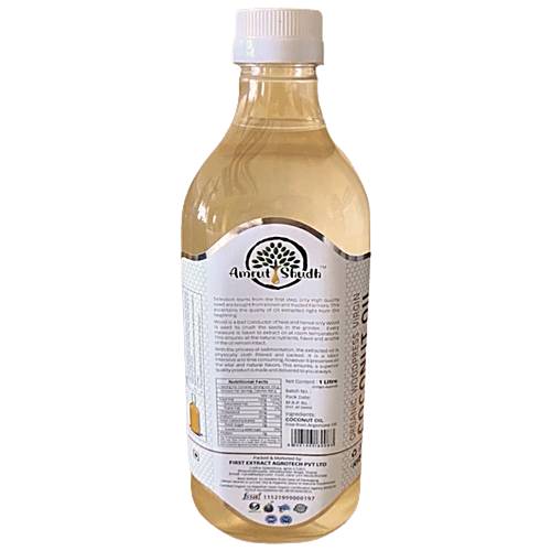 Amrut Shudh Organic Wood Pressed Virgin Coconut Oil - Rich In Fatty Acids, Helps Alzheimers & Good Cholesterol, 1 L Bottle 