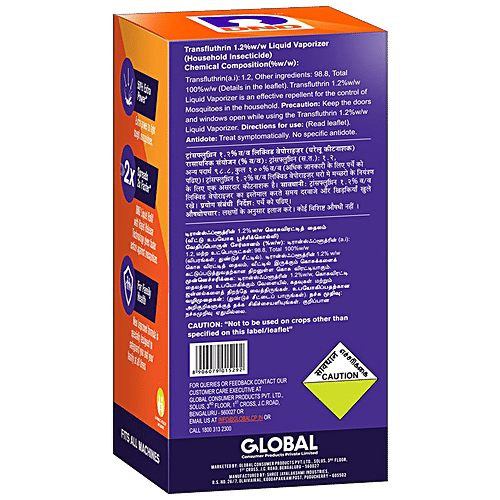 DND Ayurvedic Secure Mosquito Repellent Refill - Fits All Machines, Prevents Malaria & Dengue, 45 ml (Pack of 6)