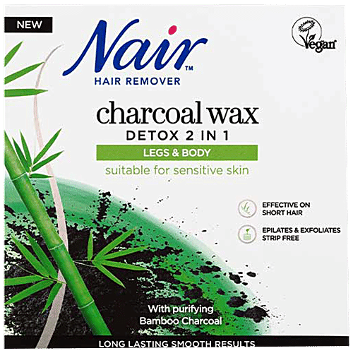 Nair  Hair Remover With Charcoal Wax For Legs & Body - Detox 2-In-1, For Sensitive Skin, 350 ml  
