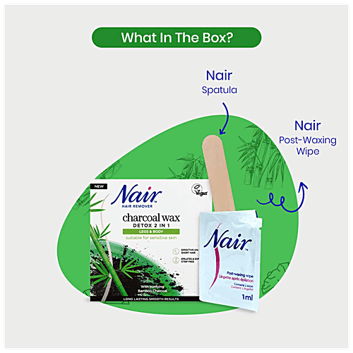 Nair  Hair Remover With Charcoal Wax For Legs & Body - Detox 2-In-1, For Sensitive Skin, 350 ml  