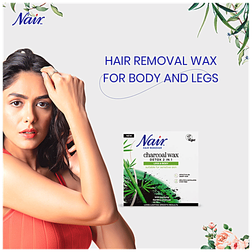 Nair  Hair Remover With Charcoal Wax For Legs & Body - Detox 2-In-1, For Sensitive Skin, 350 ml  