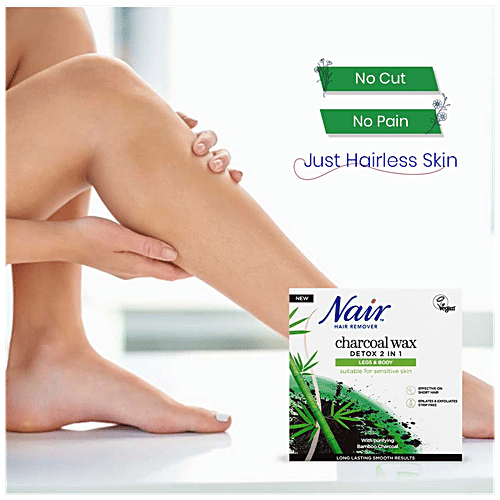 Nair  Hair Remover With Charcoal Wax For Legs & Body - Detox 2-In-1, For Sensitive Skin, 350 ml  