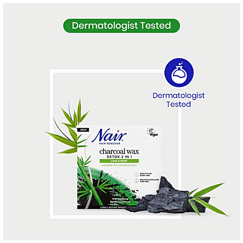 Nair  Hair Remover With Charcoal Wax For Legs & Body - Detox 2-In-1, For Sensitive Skin, 350 ml  