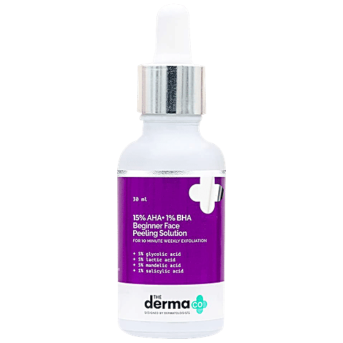 The Derma Co 15% AHA & 1% BHA Beginner Peeling Face Solution - For 10 Minutes Weekly Exfoliation, 30 ml  