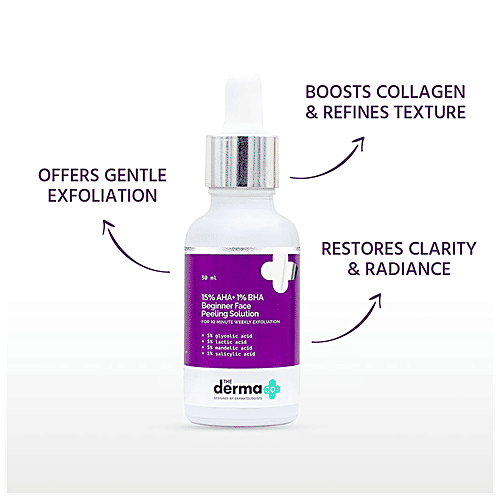 The Derma Co 15% AHA & 1% BHA Beginner Peeling Face Solution - For 10 Minutes Weekly Exfoliation, 30 ml  