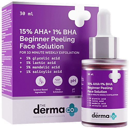 The Derma Co 15% AHA & 1% BHA Beginner Peeling Face Solution - For 10 Minutes Weekly Exfoliation, 30 ml  