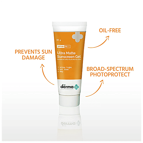 The Derma Co Ultra Matte Sunscreen Gel - SPF 60, Lightweight, Oil-Free, Prevents Sun Damages, 50 g  