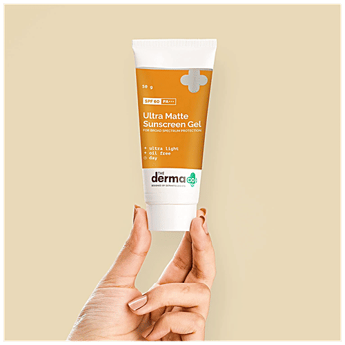 The Derma Co Ultra Matte Sunscreen Gel - SPF 60, Lightweight, Oil-Free, Prevents Sun Damages, 50 g  