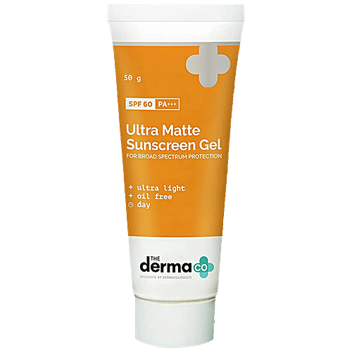 The Derma Co Ultra Matte Sunscreen Gel - SPF 60, Lightweight, Oil-Free, Prevents Sun Damages, 50 g  