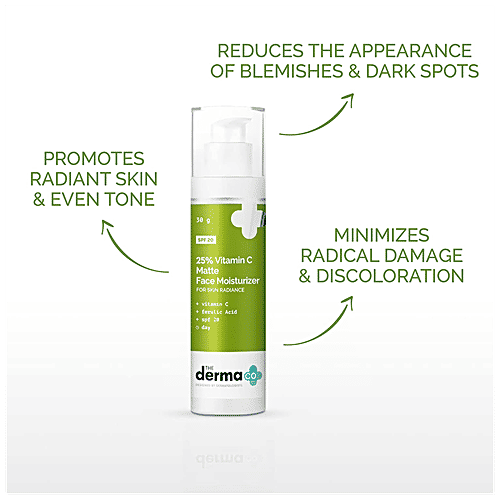 The Derma Co 25% Vitamin C Matte Face Moisturizer - With Ferulic Acid, SPF 20, For Skin Radiance, 30 g  