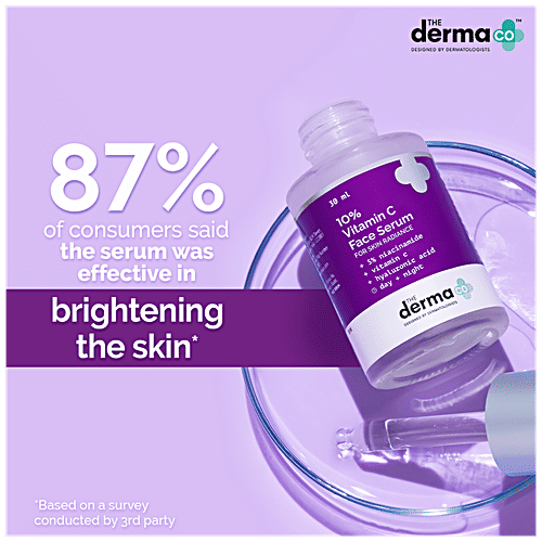 The Derma Co 10% Vitamin C Face Serum - Niacinamide & Hyaluronic Acid, 30 ml  For Skin Radiance